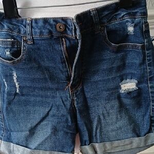 Denim Blue Women's Distressed Shorts